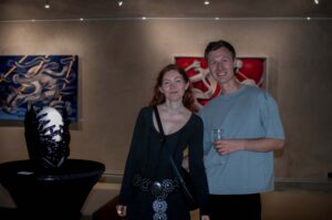 Artists Denis Dendy and Koja-i-kosti at the Relief in Bunker exhibition.